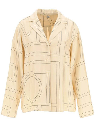 Monogram Silk Twill Pyjamas Shirt Ivory - TOTEME - BALAAN 2