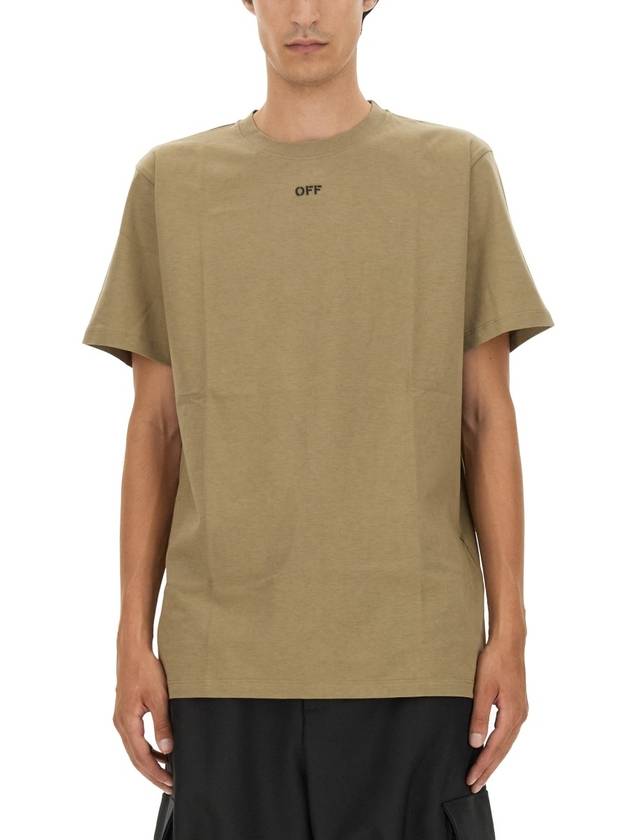 men's logo embroidery short-sleeved t-shirt beige - OFF WHITE - BALAAN 2