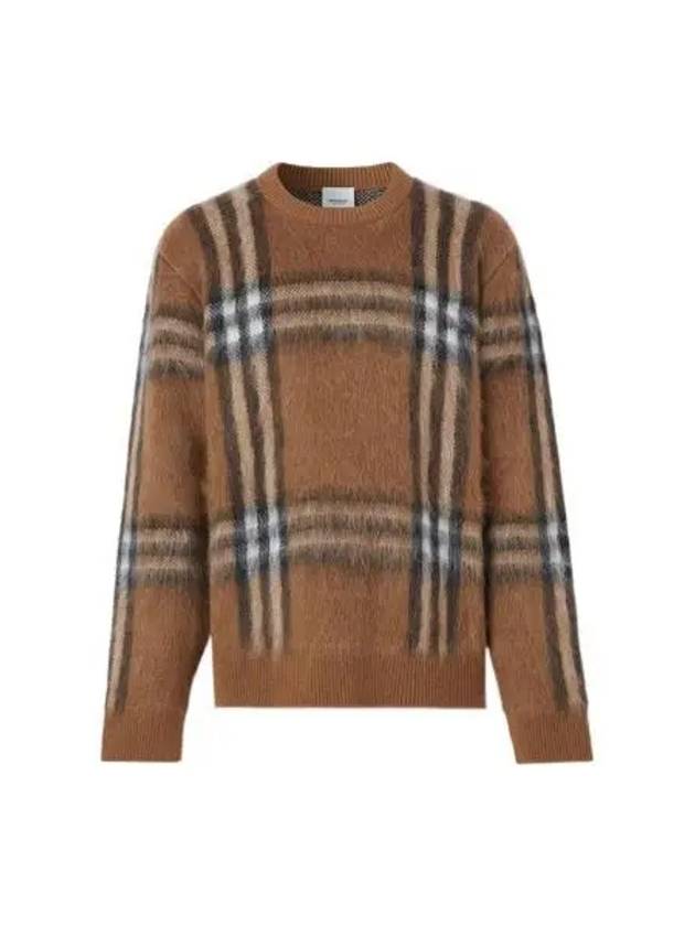 Denver Check Mohair Wool Blend Knit Top Dark Birch Brown - BURBERRY - BALAAN 2