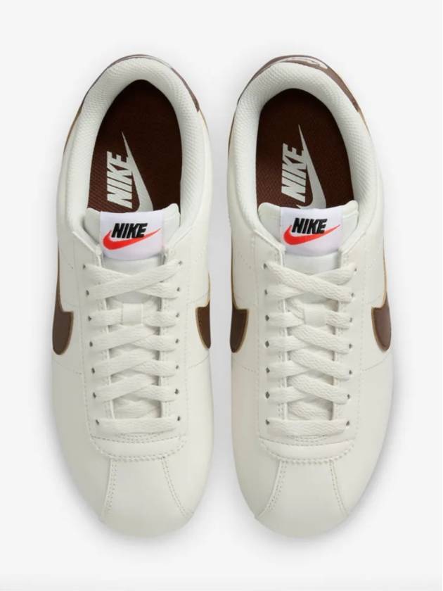 Women's Cortez Low Top Sneakers Khaki White - NIKE - BALAAN 5