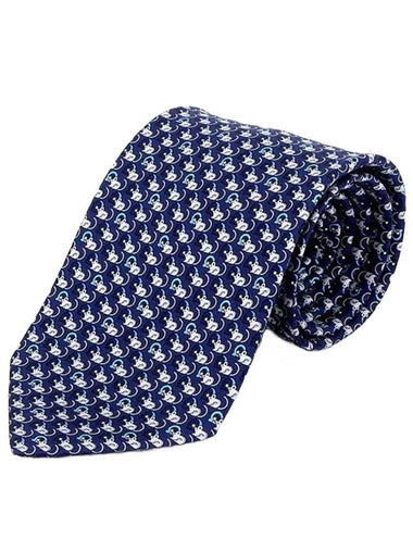 Little Mouse Print Silk Tie Navy - SALVATORE FERRAGAMO - BALAAN 1