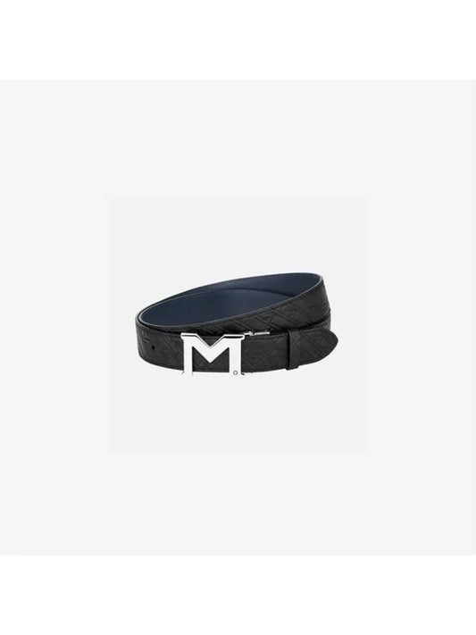 Men's M Pattern Reversible Belt Black Blue - MONTBLANC - BALAAN 2