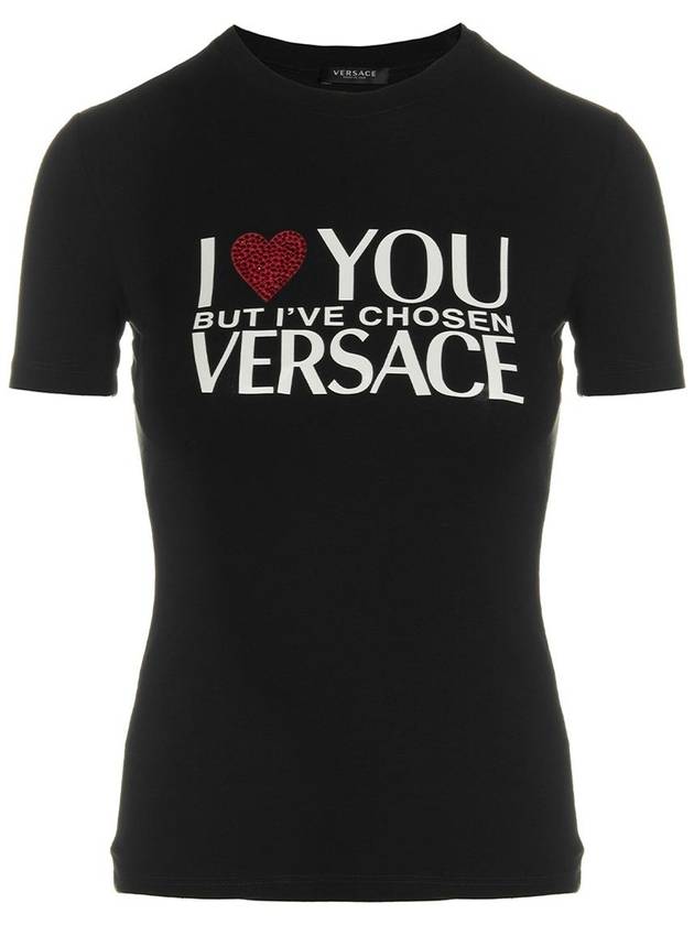 Crystal Heart Short Sleeve T-Shirt Black - VERSACE - BALAAN 2