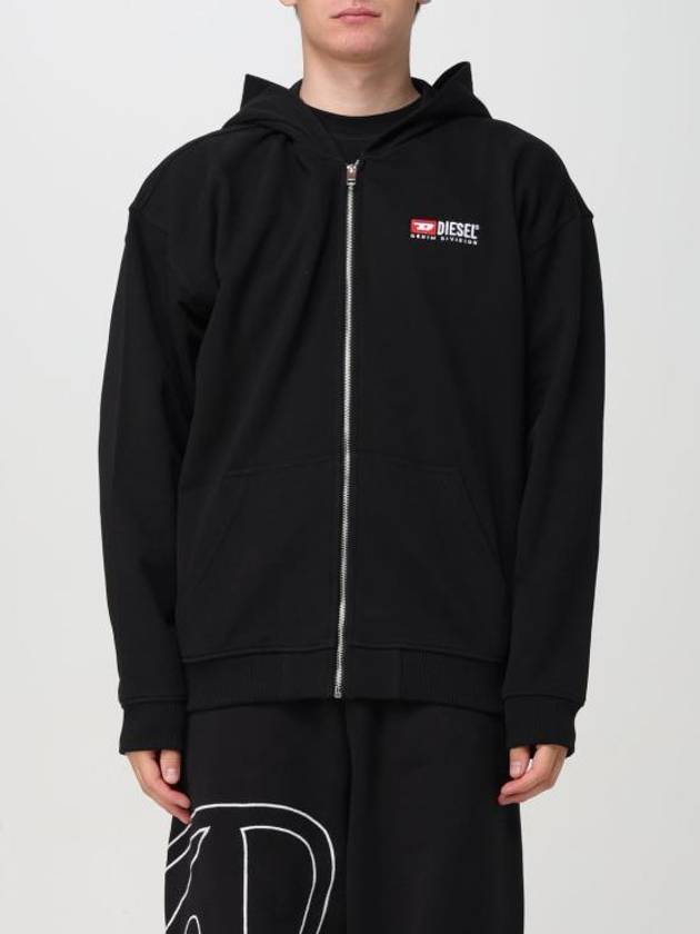 S Boxt Logo Embroidery Zip Up Hoodie Black - DIESEL - BALAAN 2