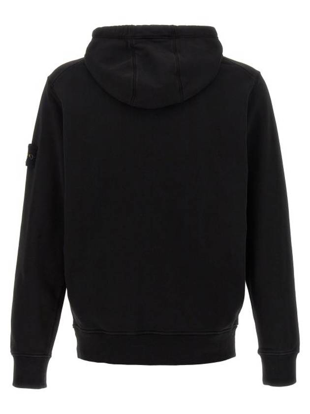 Cotton Fleece Garment Dyed Hoodie Black - STONE ISLAND - BALAAN 3