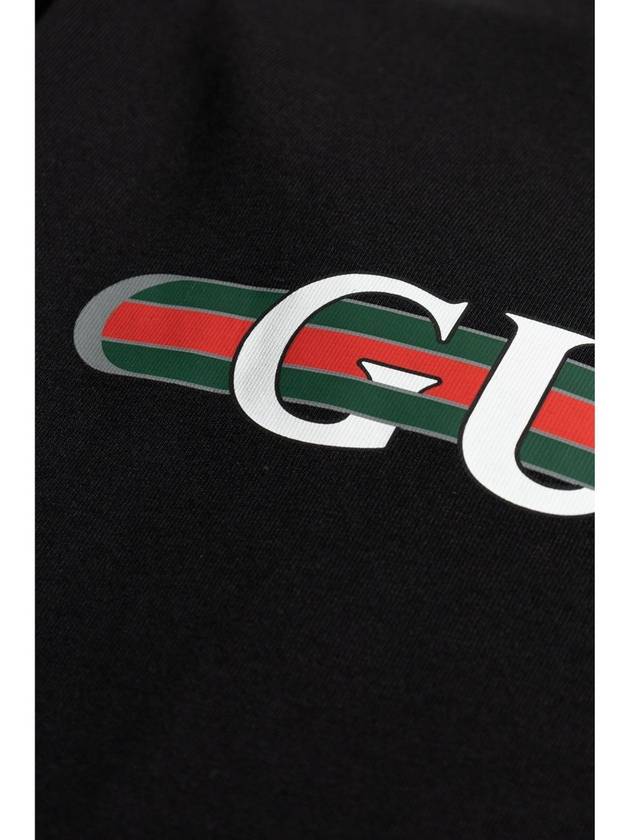 Logo Print Short Sleeve T-Shirt Black - GUCCI - BALAAN 6