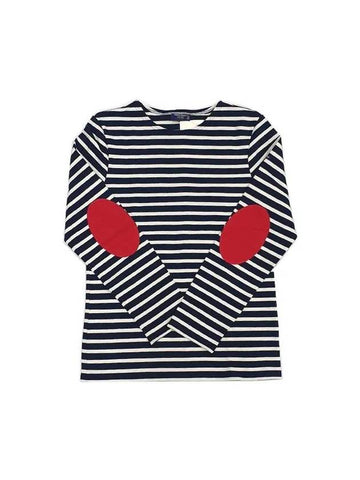 Meridien Mode Elbow Patch Striped Long Sleeve T-Shirt Marine Ecru - SAINT JAMES - BALAAN 1