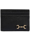 Horsebit Leather Card Wallet Black - GUCCI - BALAAN 3