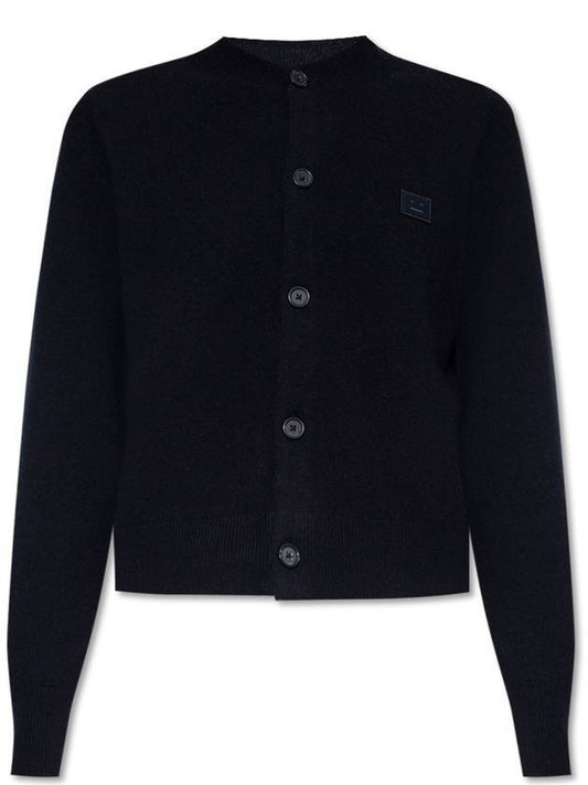 Face Patch Crop Cardigan Black - ACNE STUDIOS - BALAAN.