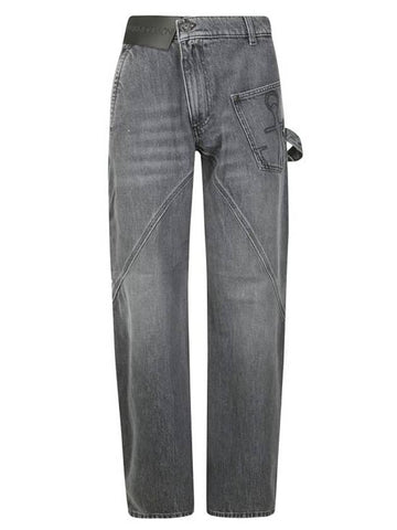 Women's Twist Wide Leg Workwear Jean Grey - JW ANDERSON - BALAAN 1