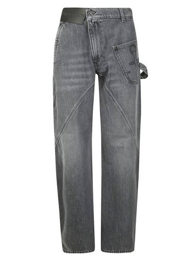 Women's Twist Wide Leg Workwear Jean Grey - JW ANDERSON - BALAAN 1