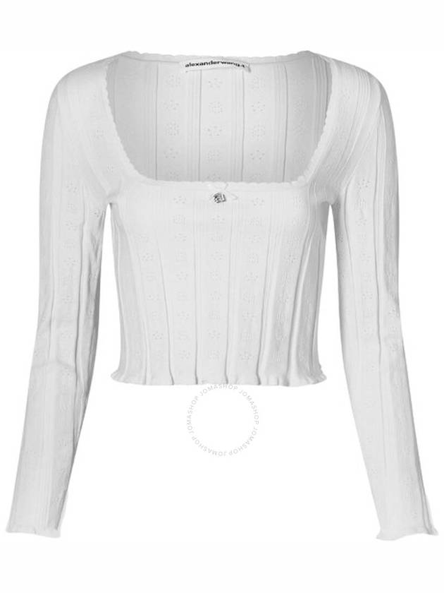 T by Alexander Wang Ladies Soft White Logo Pointelle Pullover, Size Large - ALEXANDER WANG - BALAAN 1