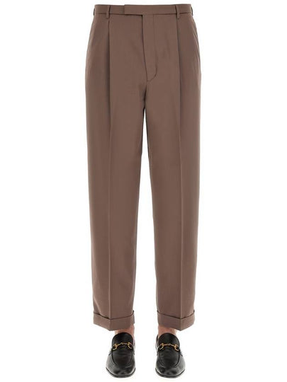 label wool straight pants brown - GUCCI - BALAAN 2