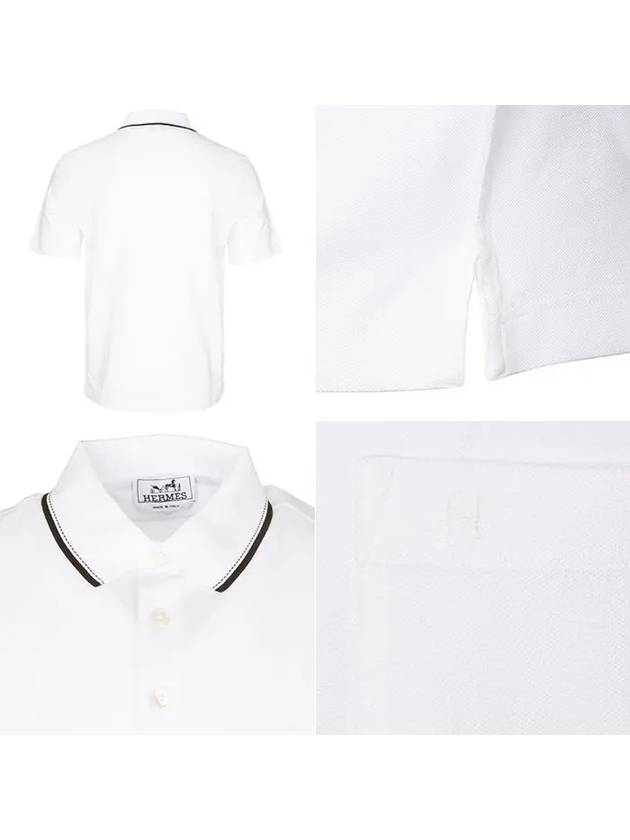 Piqures Sellier Collar Polo Shirt White - HERMES - BALAAN 9