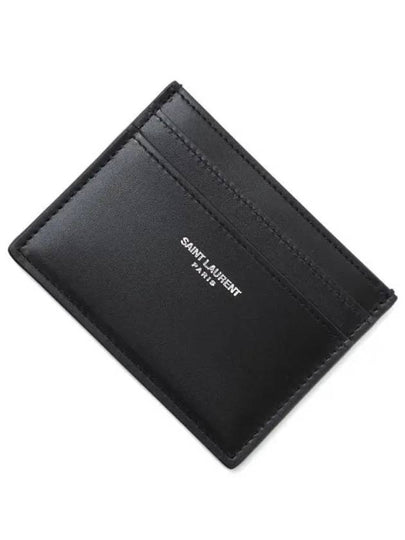 Smooth Leather Classic Logo Card Wallet Black - SAINT LAURENT - BALAAN 2