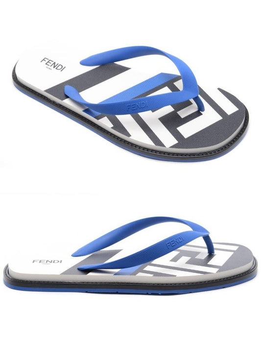 FF Logo Flip Flops Blue - FENDI - BALAAN 2