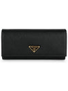 Saffiano Triangular Logo Flap Long Wallet Black - PRADA - BALAAN 3