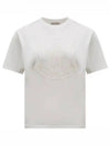 Embroidered Logo Crew Neck Short Sleeve T-Shirt Off White - MONCLER - BALAAN 2