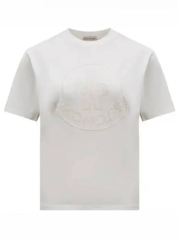 Embroidered Logo Crew Neck Short Sleeve T-Shirt Off White - MONCLER - BALAAN 2