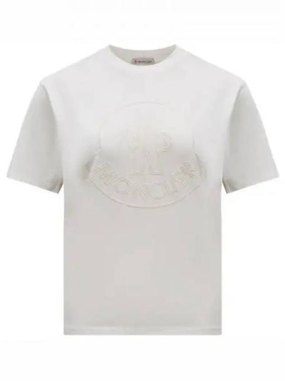 Embroidered Logo Crew Neck Short Sleeve T-Shirt Off White - MONCLER - BALAAN 2