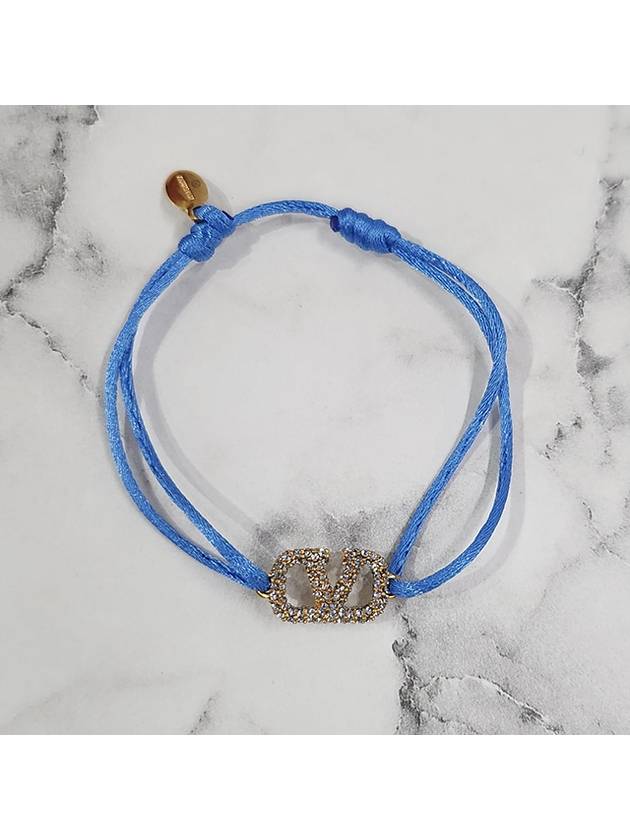 V Logo Crystal Bracelet Blue - VALENTINO - BALAAN 4