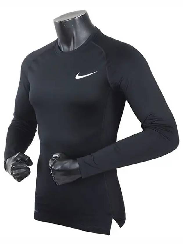 Men's Pro Tights Logo Long Sleeve T-Shirt Black - NIKE - BALAAN 3