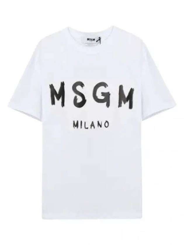 Brushed Logo Short Sleeve T Shirt Women s Tee - MSGM - BALAAN 1