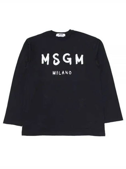 Milano Brushed Logo Long Sleeve T-Shirt Black - MSGM - BALAAN 2