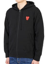 Play Double Red Heart Waffen Hooded Zip Up P1 T294 1 Black - COMME DES GARCONS - BALAAN 4