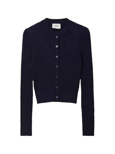 Wool Cardigan Navy - AMI - BALAAN 1