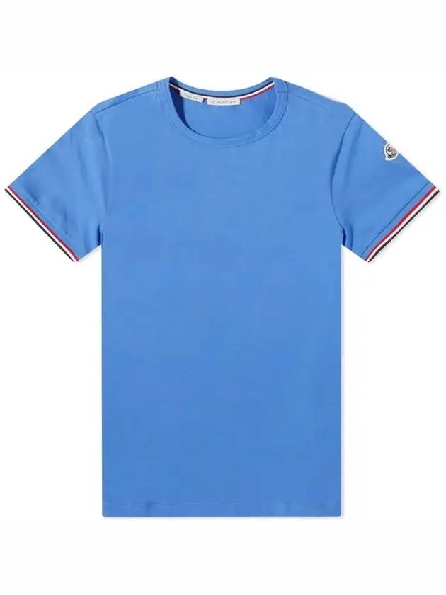 Arm Logo Round Short Sleeve T-Shirt Blue - MONCLER - BALAAN 1