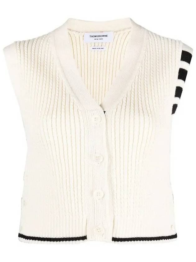 Cropped cable knit vest FKV195AY1024 - THOM BROWNE - BALAAN 2