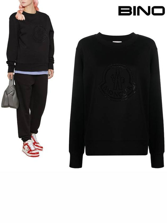 Logo Crew Neck Sweatshirt Black - MONCLER - BALAAN 2