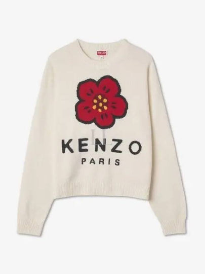 Boke Flower Merino Wool Knit Top White - KENZO - BALAAN 2