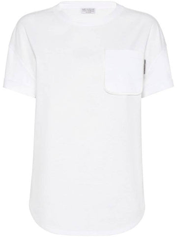 Cotton Short Sleeve T-Shirt White - BRUNELLO CUCINELLI - BALAAN 1