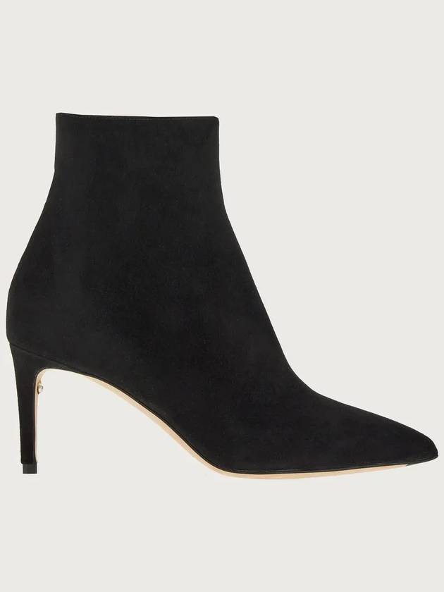 Women's Point Toe Suede Zipper Middle Boot Heels Black - SALVATORE FERRAGAMO - BALAAN 2