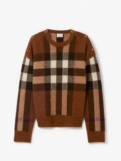 Women's Vintage Wool Check Knit Top Brown - BURBERRY - BALAAN 2