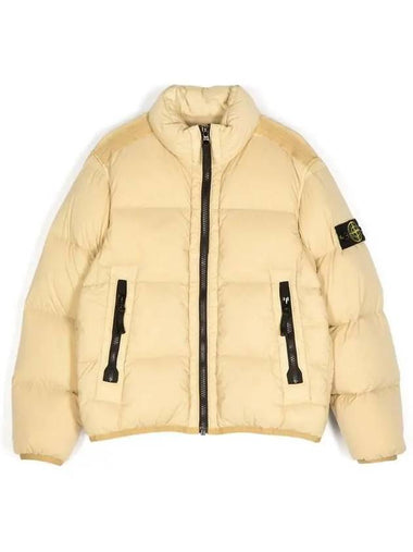 Junior 12 14 Wappen Down Jacket Yellow Beige - STONE ISLAND - BALAAN 1