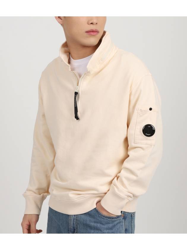 Cotton Fleece Zipped Sweatshirt Ivory - CP COMPANY - BALAAN 1