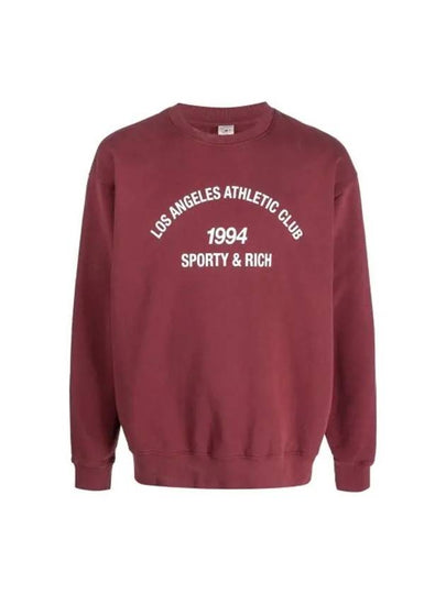 Club Crew Neck Cotton Sweatshirt Burgundy - SPORTY & RICH - BALAAN 2