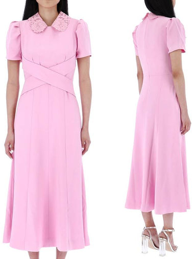 Women's Heavy Crepe Midi Dress Pink - SELF PORTRAIT - BALAAN 1