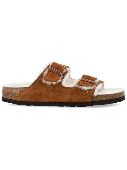 Arizona Shearling Suede Slippers Mink - BIRKENSTOCK - BALAAN 2