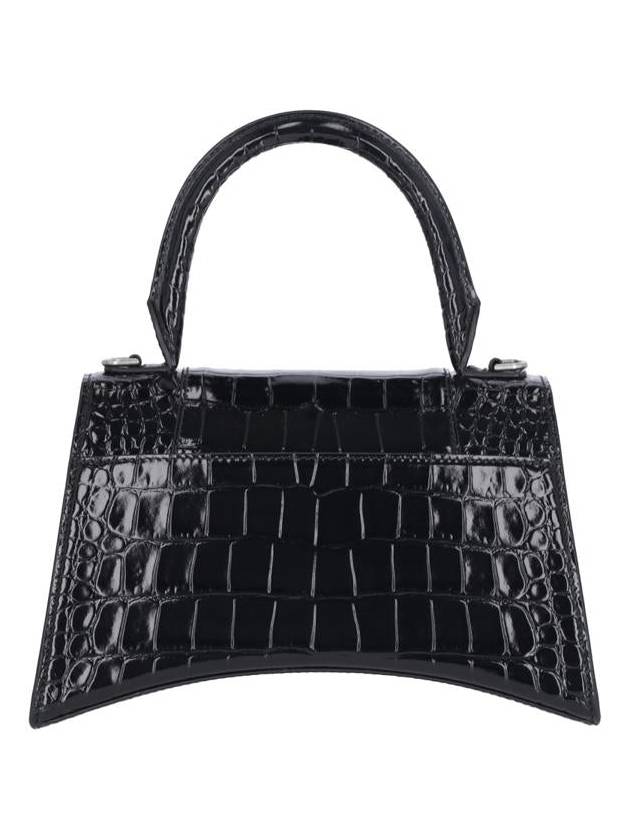 Hour Glass Croco Print Shoulder Bag Black - BALENCIAGA - BALAAN 4