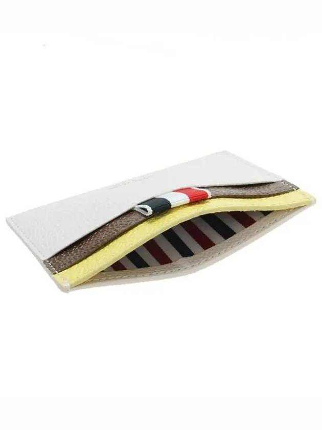 RWB Striped Leather Card Wallet White - THOM BROWNE - BALAAN 5