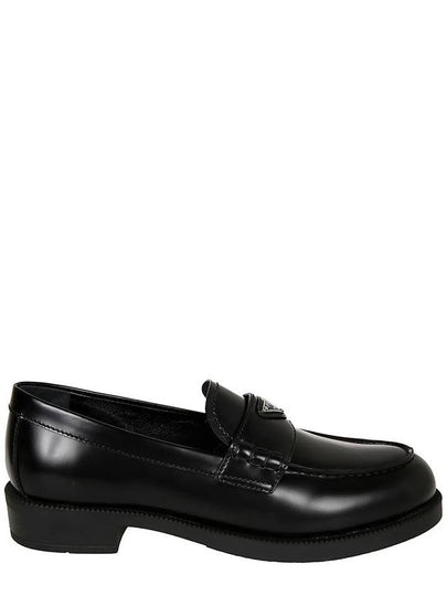 Triangle Logo Leather Loafers Black - PRADA - BALAAN 2