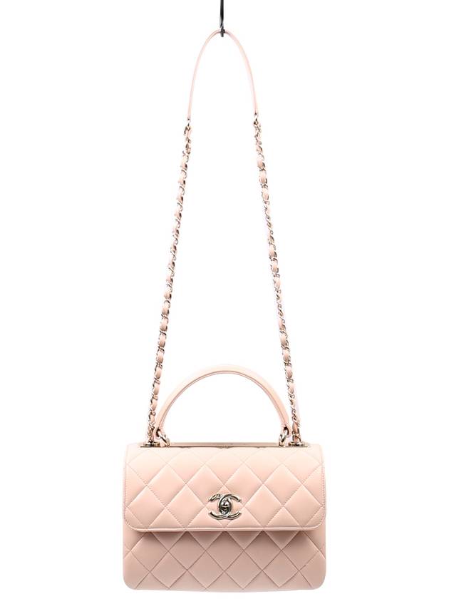 Trendy CC Lambskin Quilted Small Top Handle Tote Bag Light Pink - CHANEL - BALAAN.