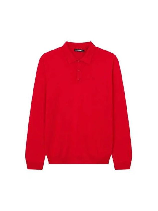 Men Collection Noel Light Merino Polo Shirt Cherry Red - J.LINDEBERG - BALAAN 1