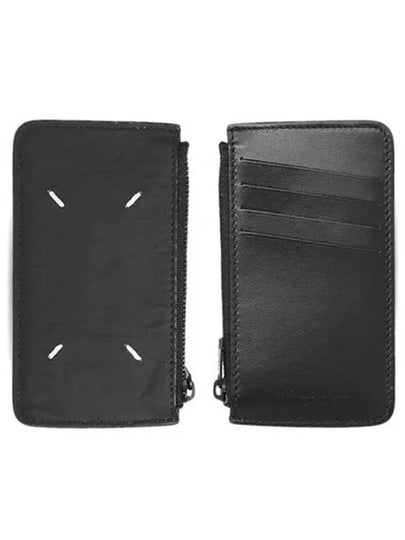 Wrinkle Smooth Zipper Leather Card Wallet Black - MAISON MARGIELA - BALAAN 2