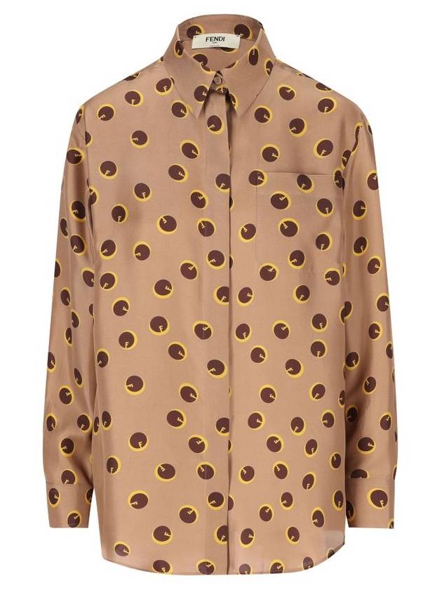 Printed Silk Twill Shirt Light Brown - FENDI - BALAAN 1