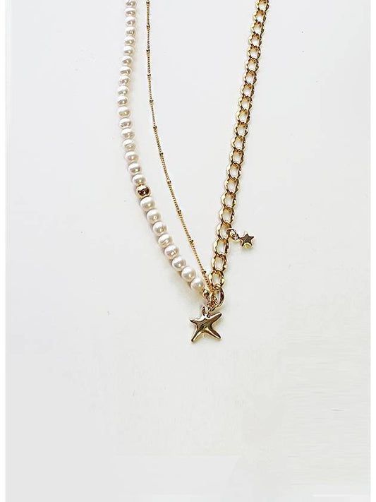 Gold Star Pearl Chain Necklace - SOSOO - BALAAN 1